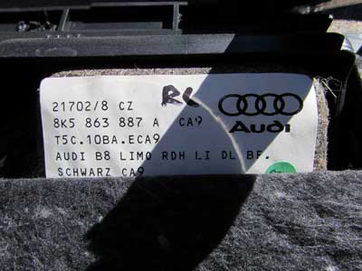 Audi OEM A4 B8 Trunk Interior Side Trim Panel Cover, Left 8K5863887A 2009 2010 2011 2012 2013 2014 2015 S44